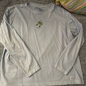 Life Is Good Pale Blue Long Sleeve Tee with Small Yellow Graphic